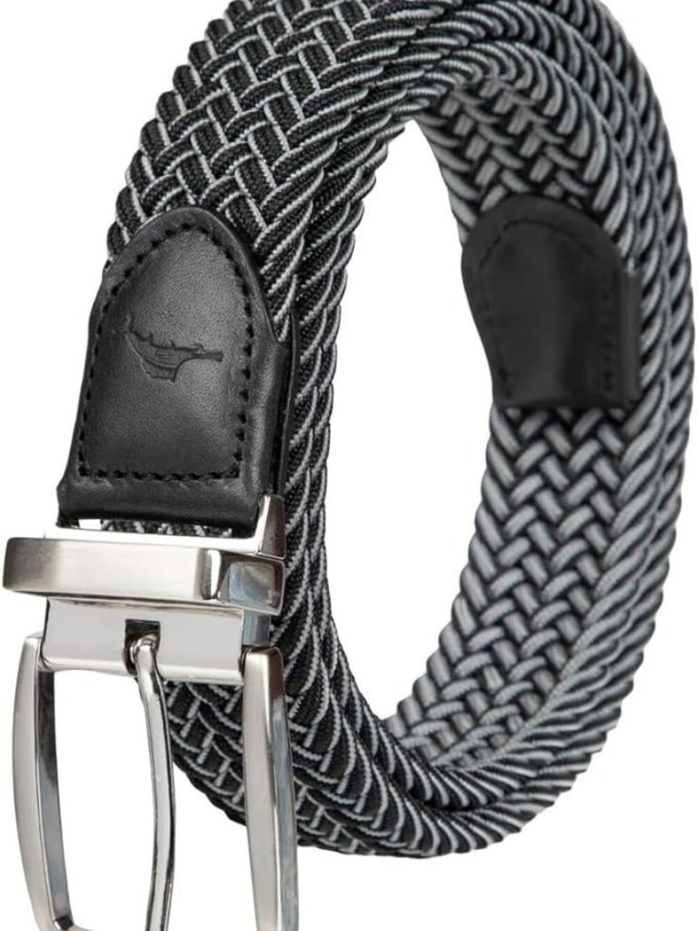 Tommy Men's Stretch Braided Reversible Leather Trim Belt | Black/ Grey | L/XL
